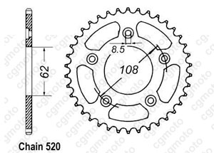 Kit chaine Aprilia 125 Rs Extrema