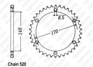 Kit chaine Cagiva 350 T4e T4r