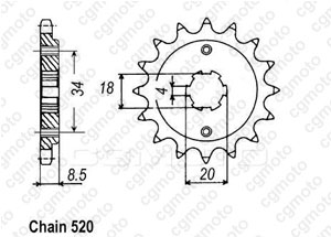 Kit chaine Honda Cb 250 Two Fifty