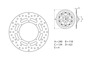 Disque de frein arrière Brembo Serie ORO rond fixe Honda NX650 DOMINATOR