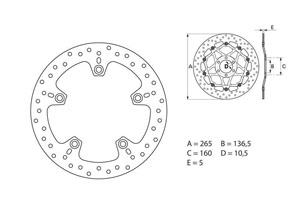 Disque de frein arrière Brembo Serie ORO rond fixe BMW F800R