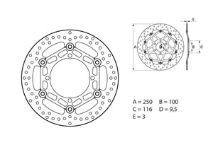 Disque de frein avant Brembo Serie ORO rond flottant Kawasaki KX125