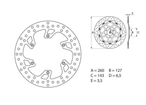 Disque de frein avant Brembo Serie ORO rond fixe KTM EGS125