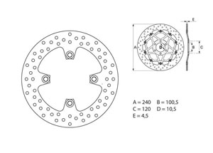 Disque de frein arrière Brembo Serie ORO rond fixe Kawasaki ZZR 600