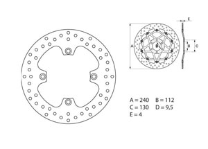 Disque de frein arrière Brembo Serie ORO rond fixe Husqvarna TE310