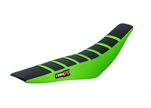 Housse de selle KAWASAKI KX 65 00-20 KLX 110 02-20 TOP BLACK- SIDE GREEN-STRIPES GREEN (M216-3BGG)