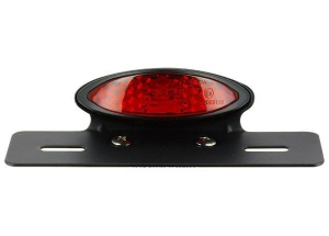 Kit Feu Arriere Ovale Led Noir avec Cabochon Rouge et Support de Plaque homologué