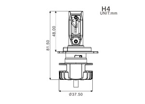 Ampoule H4 LED + Ballast Code et Code/Phare 16W - 2200 Lumens