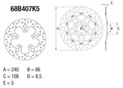 Disque de frein arrière Brembo Serie Oro rond fixe type 68B407K5